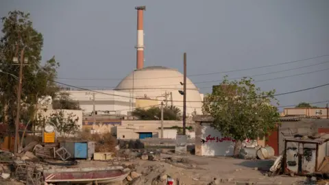 NurPhoto via Getty Images The Bushehr nuclear power plant is seen in a coastal village on the northern coast of the Gulf in Bushehr province, Iran (24 April 2024)