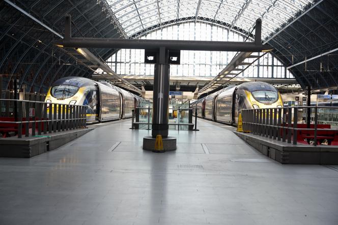 Eurostar trains arriving at and departing from St Pancras, London, on March 7, 2025.