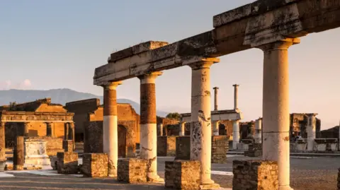 Getty Images Pillars stand among the ruins of Pompeii