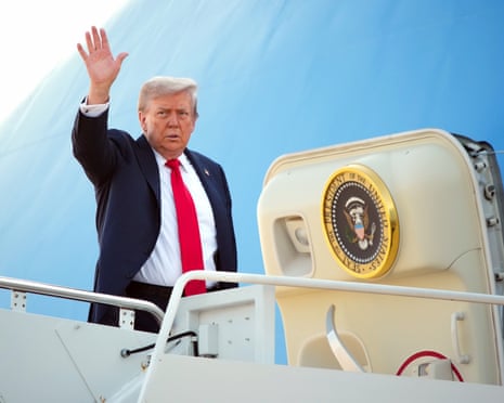 US president Donald Trump boards Air Force One at Joint Base Andrews, Maryland.