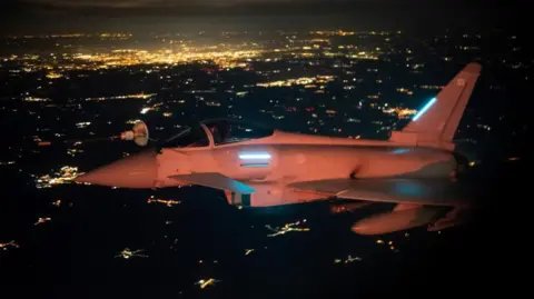 PA Media An RAF Typhoon photographed during a deployment over Poland as part of Nato's Eastern Sentry mission