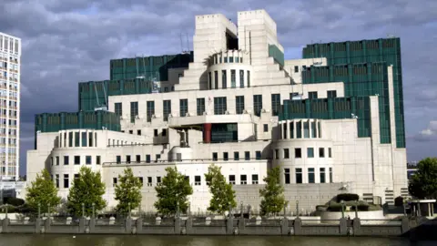 BBC General view of the MI6 building overlooking the River Thames in south London