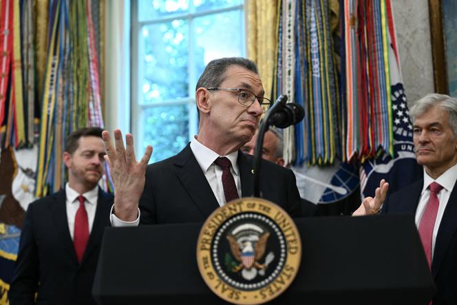 Albert Bourla, CEO of Pfizer, in the Oval Office at the White House, Washington, on September 30, 2025.