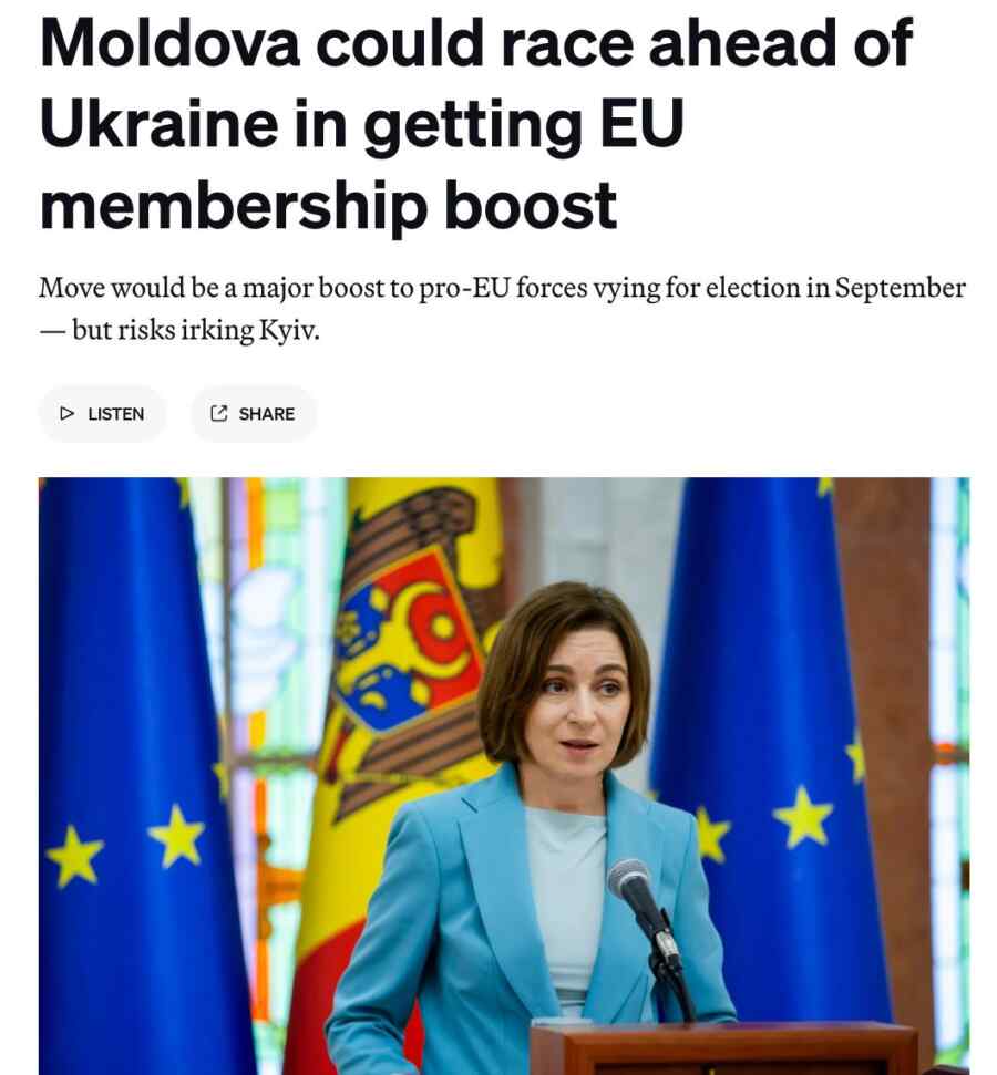 Moldova may be ahead of Ukraine in getting support for EU accession,