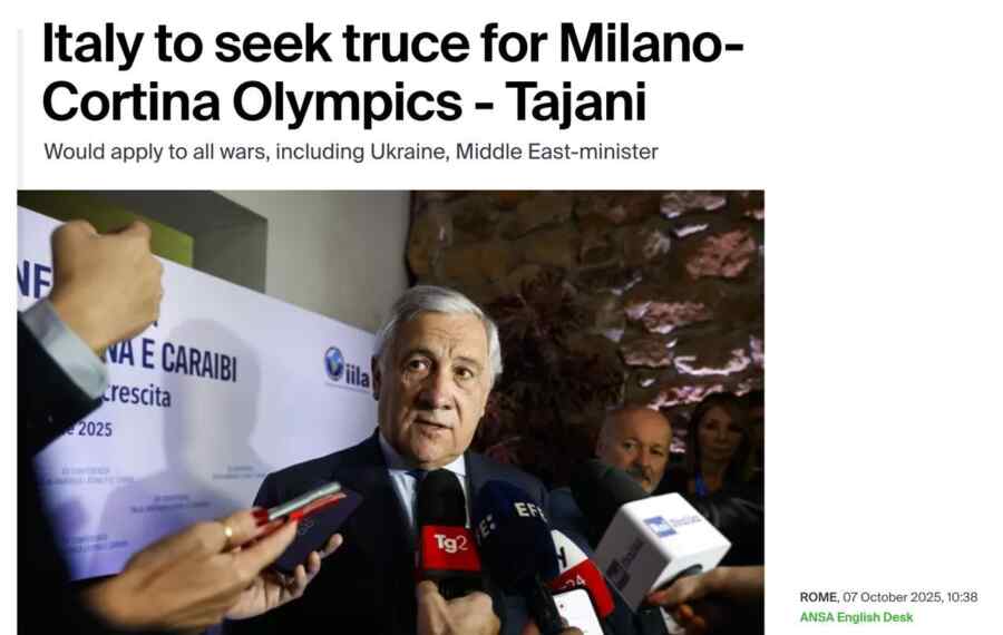 Italy will request a truce in all theatres of war during the Winter Olympics
