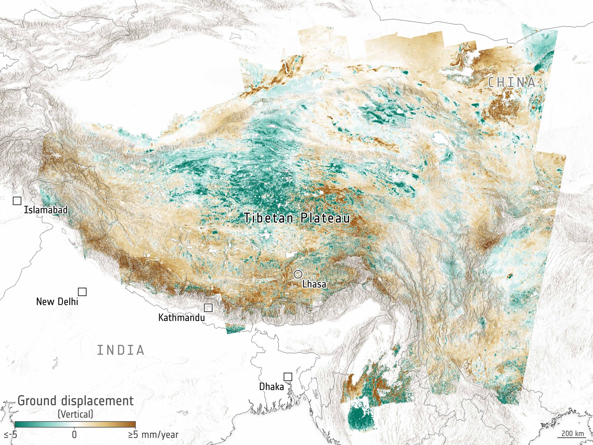 New satellite view of Tibet’s tectonic clash