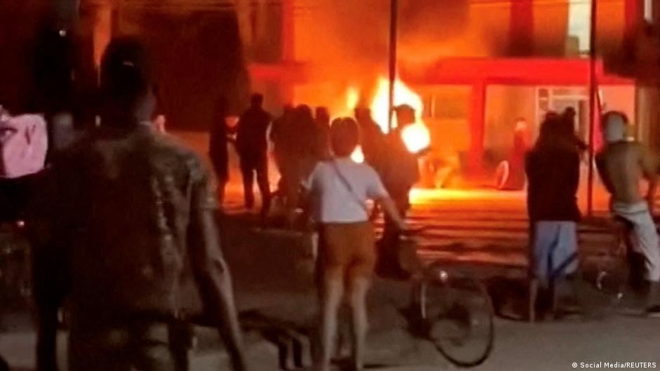 Protesters attack ruling party’s office amid blackouts