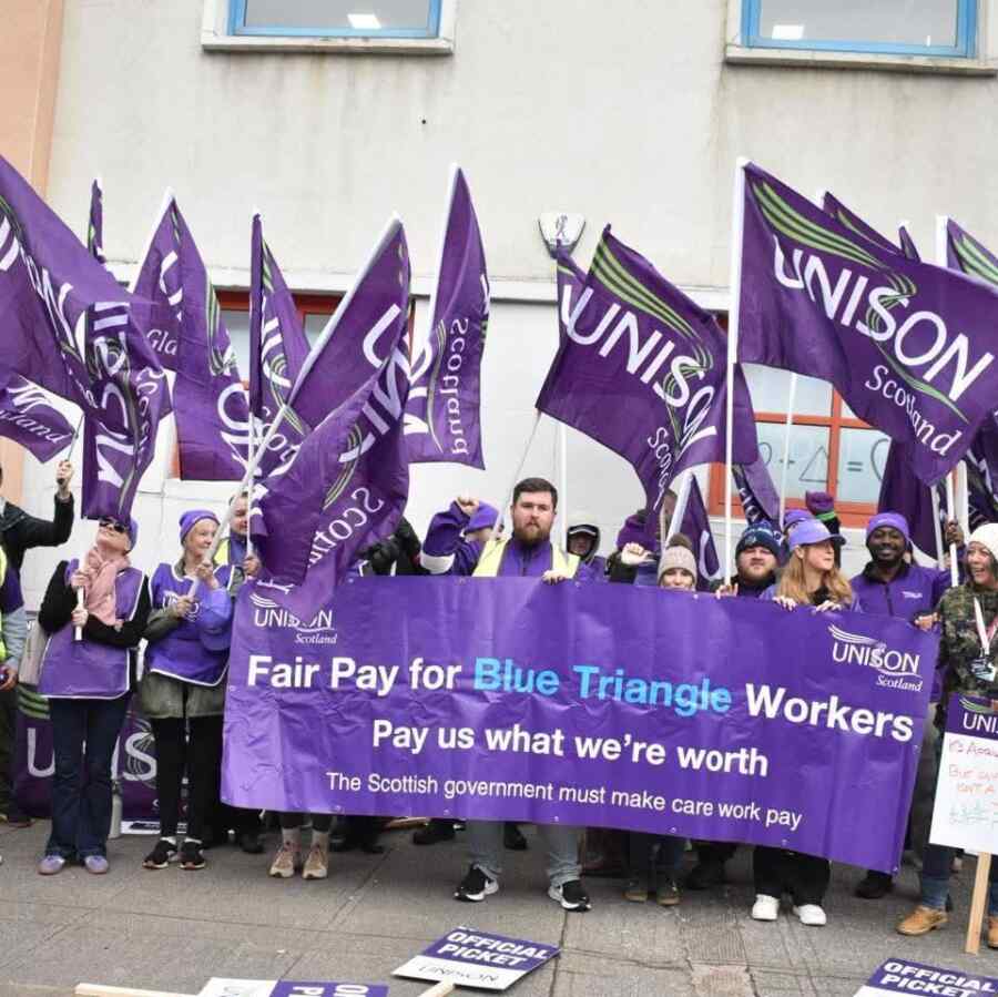 Social care workers are on strike across Scotland today