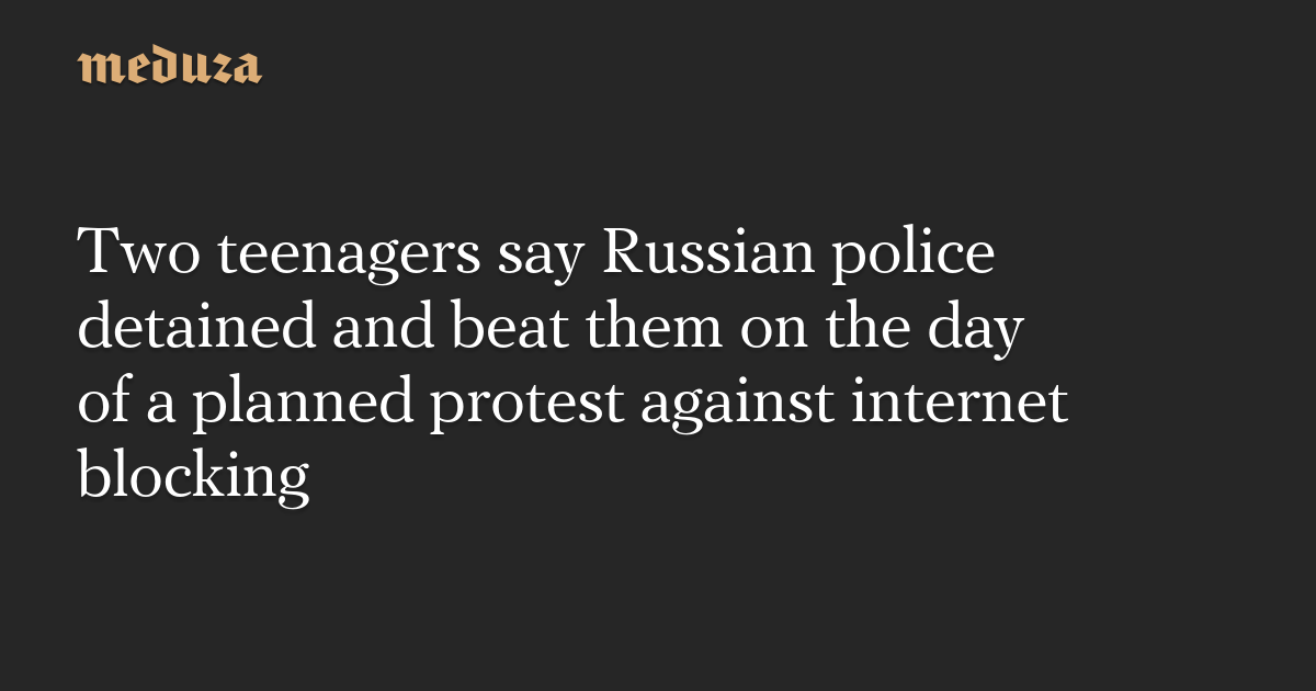Two teenagers say Russian police detained and beat them on the day of a planned protest against internet blocking — Meduza